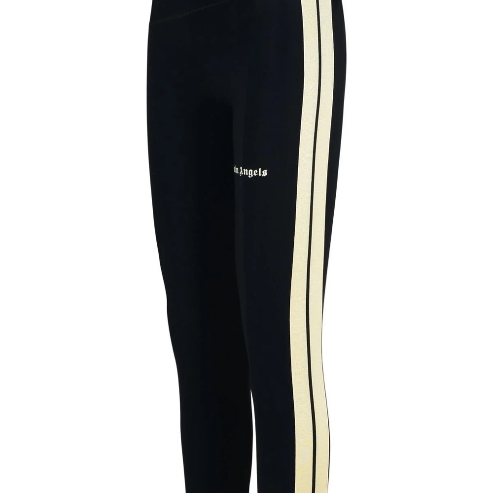 Palm Angels Black Track Pants with Cream Stripes